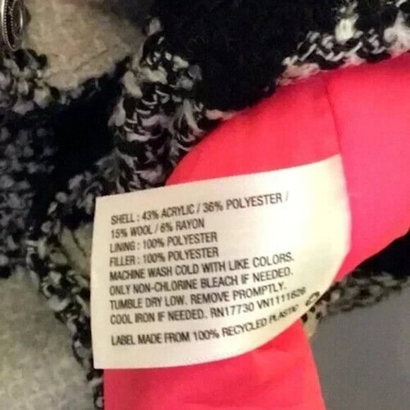 Cat & Jack Black & White Girls Textured Coat Sz 7-8 - Picture 5 of 5